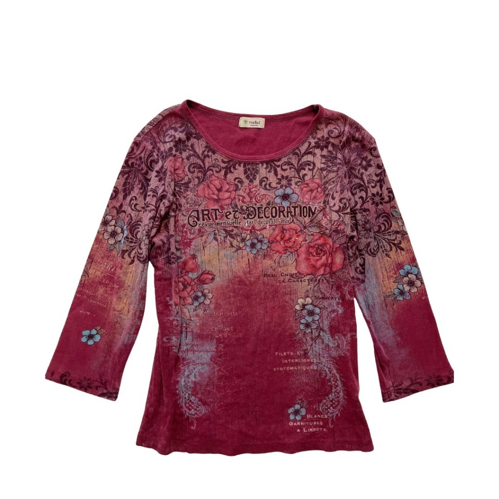 vintage y2k romantic / whimsy / fairy 3/4 sleeve top < 3